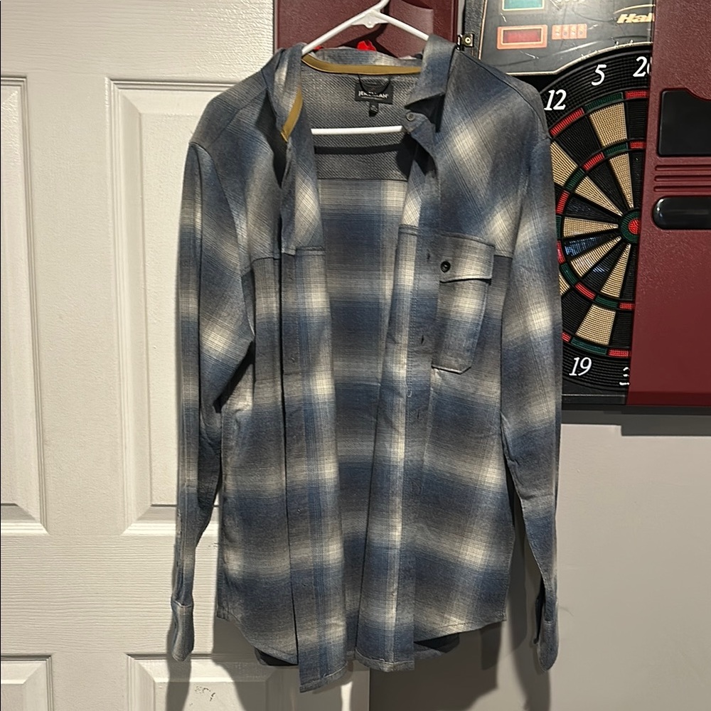 Men's Blue Plaid Casual Button Down Shirt